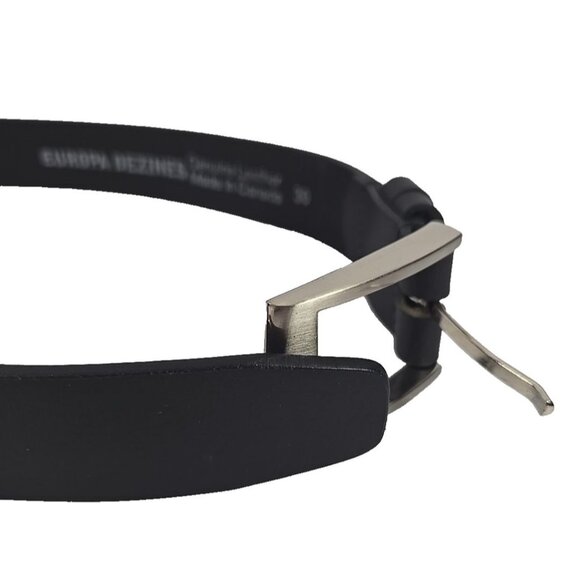Europa Dezines Black Genuine Leather Belt Made in Canada Classic Style 30 - Picture 5 of 6
